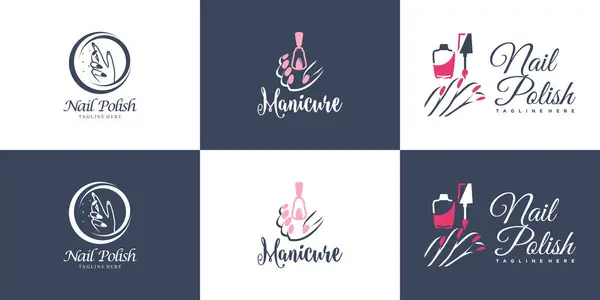 Modern yaratıcı ve eşsiz konsept tasarımı olan oje logosu koleksiyonu Premium Vector