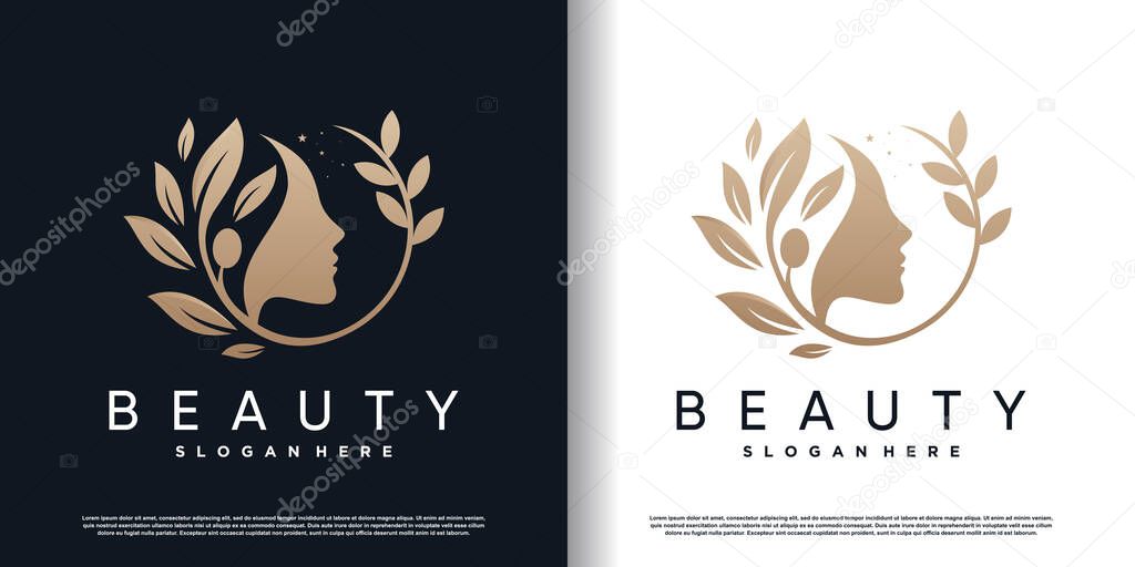 Beauty women logo with creative unique concept premium vector