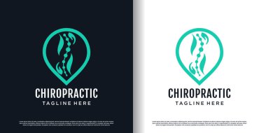 Kayropraktik logo tasarım vektörü ve yaratıcı eşsiz konsept premium vektörü