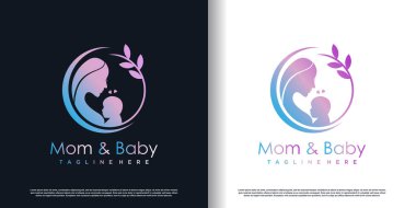 Anne ve bebek logosu modern eşsiz stil Premium Vector ile tasarlandı.