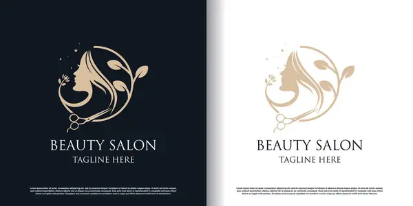 saç kesimi logo tasarımı moda için yaratıcı konsept premium vektörü