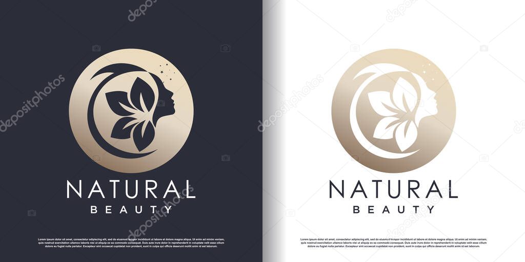Beauty women logo with creative unique concept premium vector