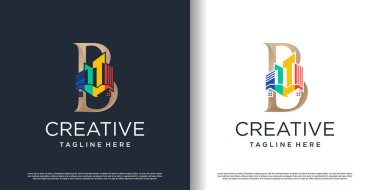 B harfi konsept premium vektörü ile resim logosu tasarımı