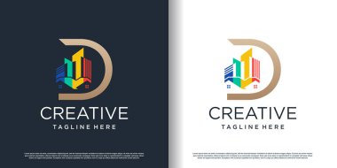 D harfi konsept premium vektörü ile logo tasarımı