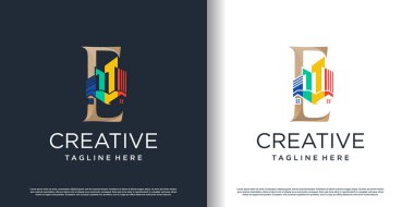 resim logosu tasarımı e harfi konsept premium vektörü