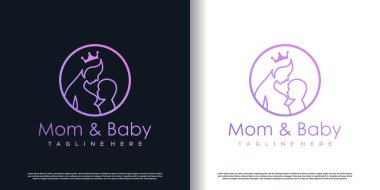 anne ve bebek logosu tasarım vektörü yaratıcı konsept premium vektörü