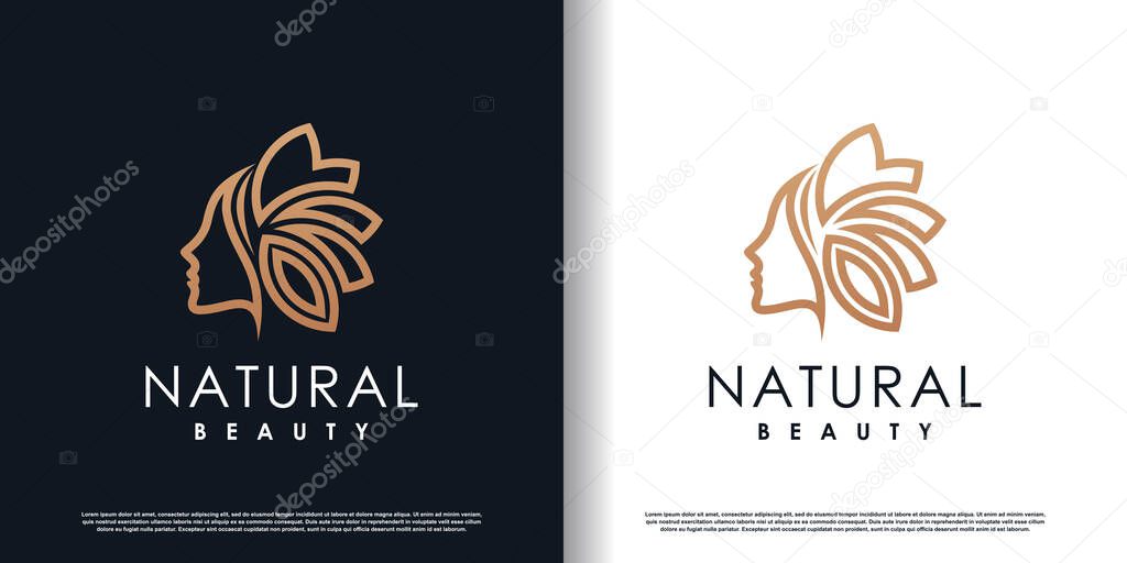 Beauty women logo with creative unique concept premium vector