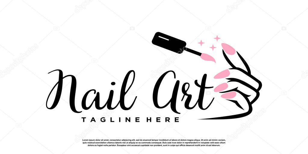Nail logo design template with creative abstract style Premium Vector