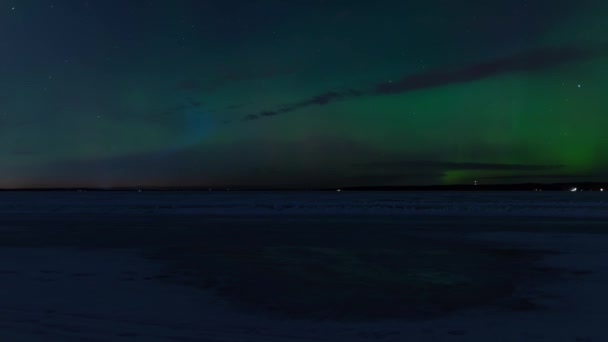 Lapso Tempo Aurora Boreal Sobre Gelo Lago Inverno Tampere Finlândia — Vídeo de Stock
