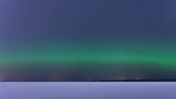 Zeitraffer Von Polarlichtern Über Dem Zugefrorenen See Tampere Finnland — Stockvideo