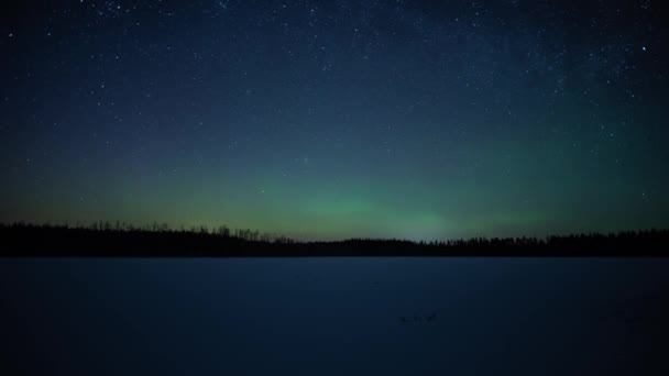 Time Lapse Aurora Borealis Frozen Lake Forests Pirkanmaa Finland — Vídeos de Stock