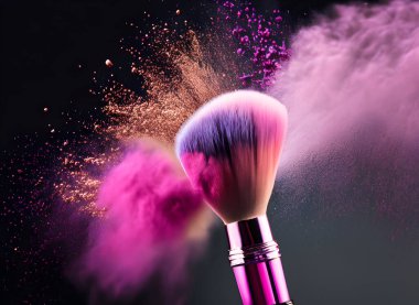 pink powder explosion on black background. closeup dust. colorful dust explode. paint holi. clipart