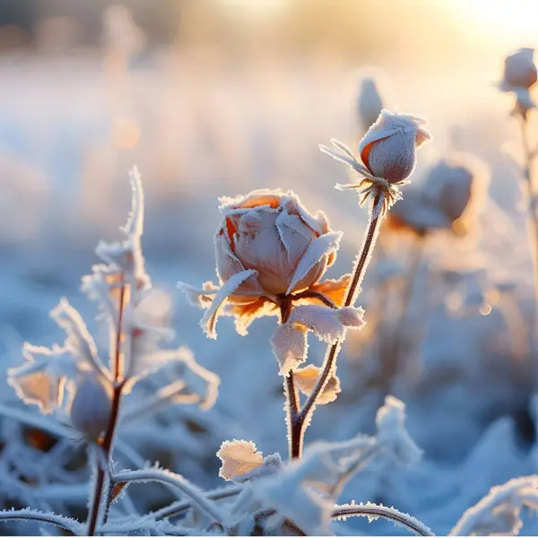 frozen flowers in the snow