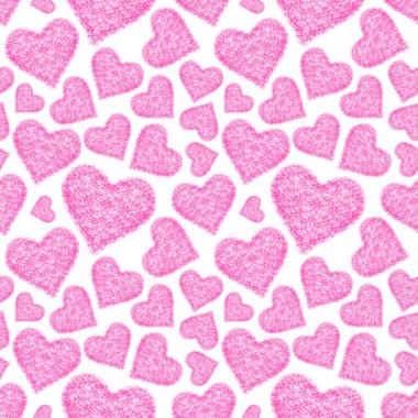 Kalpleri olan kusursuz bir model. Sevgililer Günü geçmişi. Ambalaj kağıdı, tekstil, baskı veya duvar kağıdı için romantik illüstrasyon.