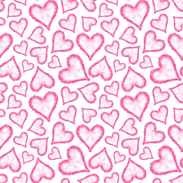 Безшовний Акварельний Візерунок Сердечками Рожевими Серцями — стокове фото