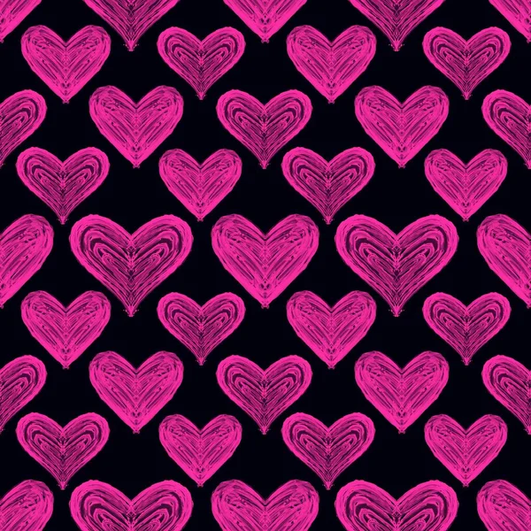Bezproblémový Vzor Srdcem Pozadí Ručně Kreslenými Srdci Valentýn — Stock fotografie