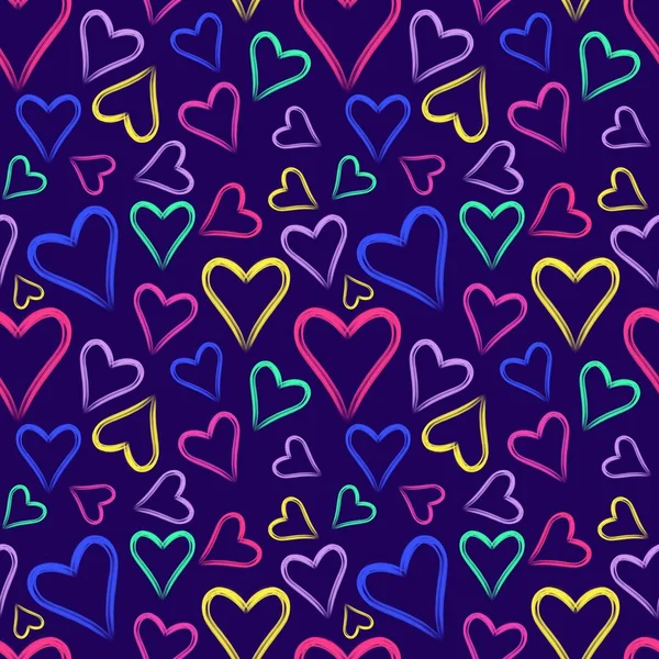 Nahtloses Muster Mit Herzen Aquarell Hintergrund Valentinstag — Stockfoto