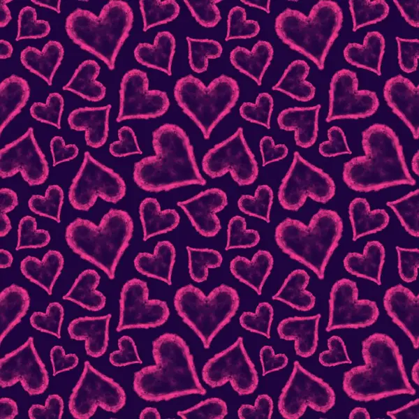 Seamless Pattern Hearts Watercolor Background — Stock Photo, Image