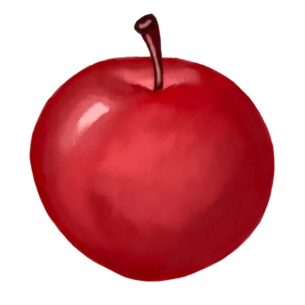 Ovocná Akvarel Červené Jablko — Stock fotografie