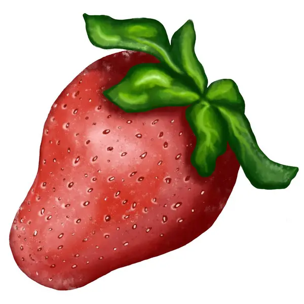 Vattenfärg Röd Jordgubbe Saftig Frukt — Stockfoto
