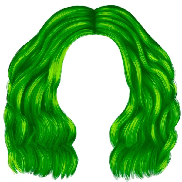 短的绿色头发 妇女的发型 — 图库照片