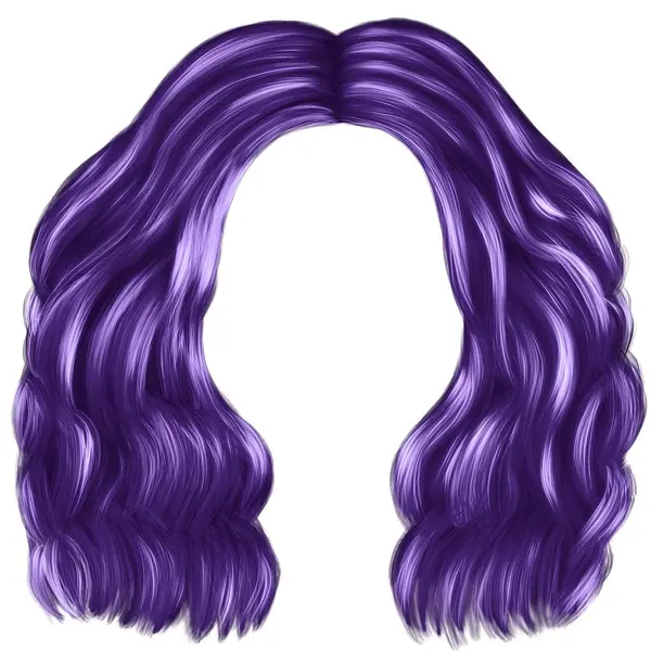 紫色头发的女人 长而闪亮的紫色头发 美感时尚风格 — 图库照片