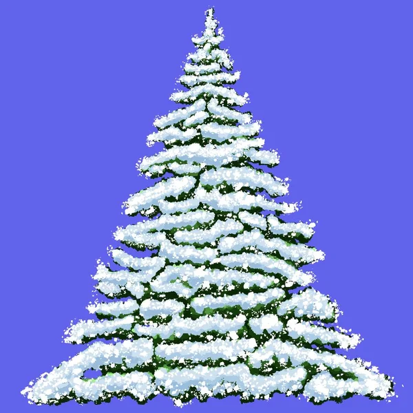 Julgran Snötäckt Vintern Evergreen Snötäckta Träd Vintern Grön Gran Snön — Stockfoto