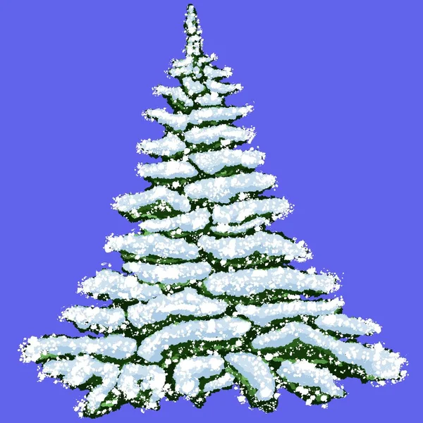 Choinka Pokryta Śniegiem Zimie Evergreen Pokryte Śniegiem Drzewo Zimie Zielony — Zdjęcie stockowe