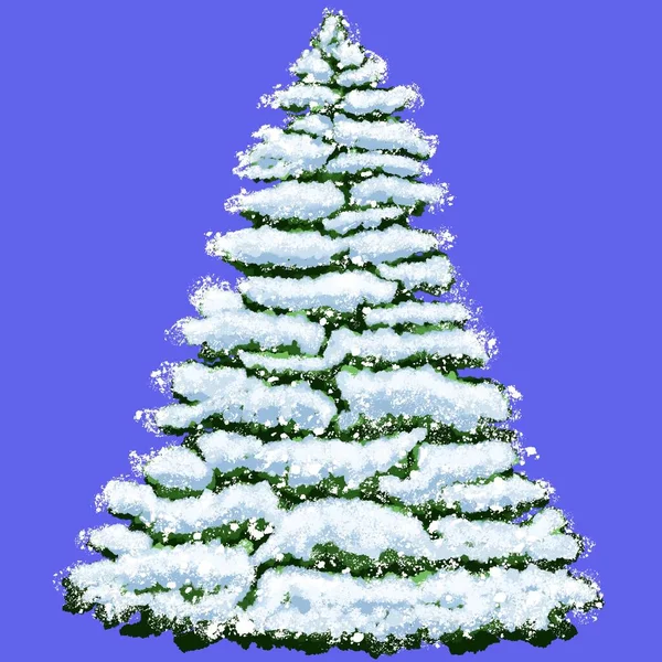 Julgran Snötäckt Vintern Evergreen Snötäckta Träd Vintern Grön Gran Snön — Stockfoto