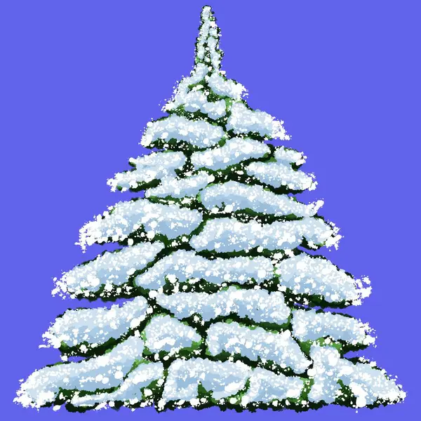 Kışın Karla Kaplı Noel Ağacı Kışın Evergreen Karla Kaplı Ağaç — Stok fotoğraf