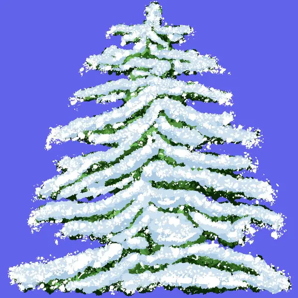 Kerstboom Besneeuwd Winter Evergreen Besneeuwde Boom Winter Groene Sparren Sneeuw — Stockfoto