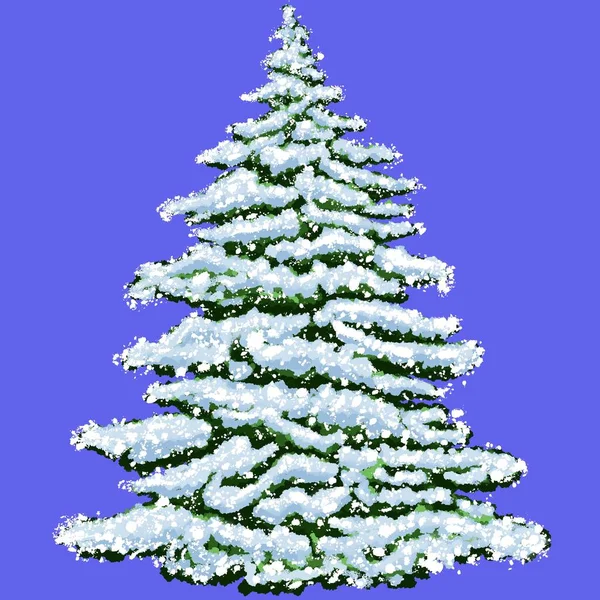 Télen Hóval Borított Karácsonyfa Örökzöld Hófával Borított Télen Zöld Lucfenyő — Stock Fotó