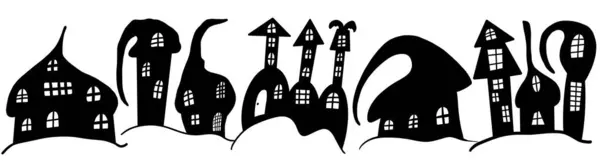 Silhouette Maison Halloween Isolé — Image vectorielle