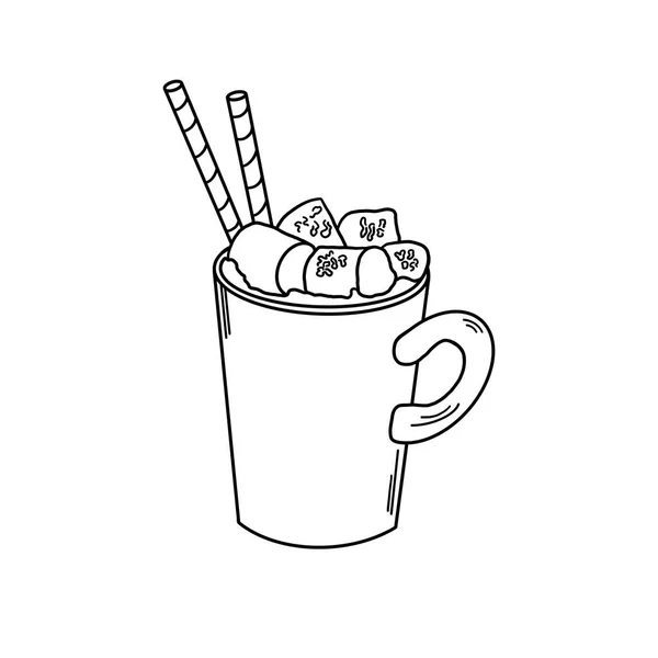 Jul Kakao Med Marshmallows Vektor Illustration — Stock vektor