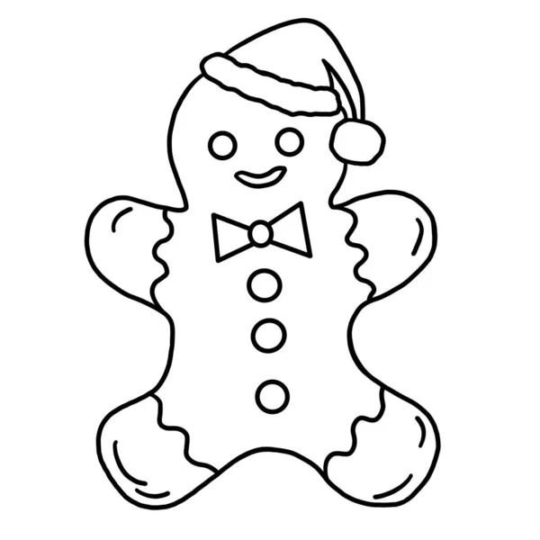 Biscoito Gengibre Natal Doodle Decoração — Vetor de Stock