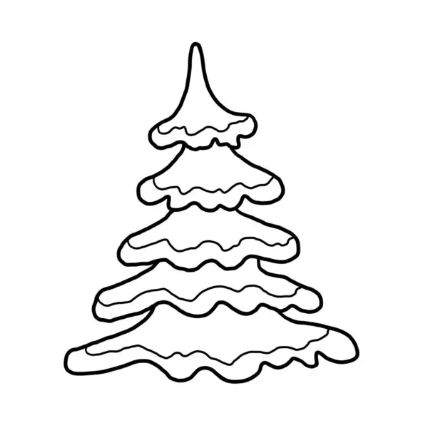 Christmas Tree Doodle Decoration Fir Tree — Stock Vector