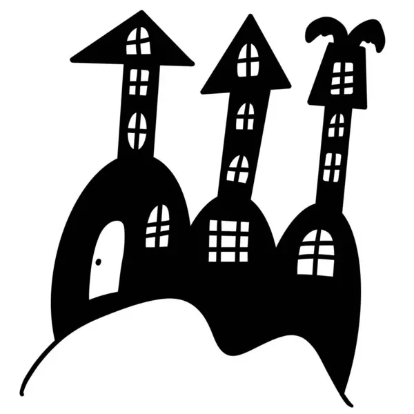 Жуткий Хаус Хэллоуин Страшный Дом Ведьм — стоковый вектор