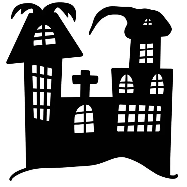 Spookhuis Halloween Heks Eng Huis — Stockvector