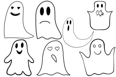 Cadılar Bayramı hayaletlerinin vektör kümesi 