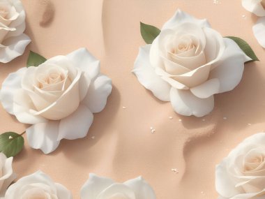 Kum arka planında beyaz gül