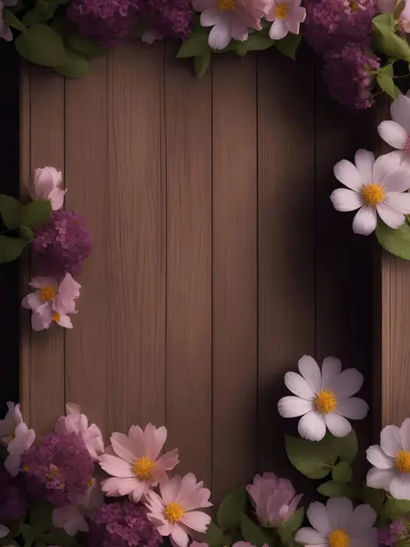 Цветы Деревянном Фоне — стоковое фото