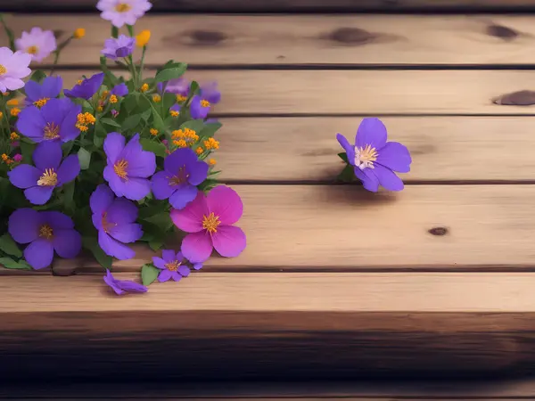 Цветы Деревянном Фоне — стоковое фото