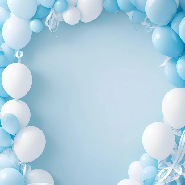 Balões Brancos Fundo Azul — Fotografia de Stock