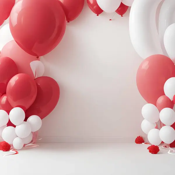 Red White Balloons White Background — Stock Photo, Image