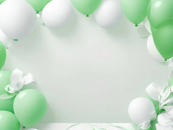 Grønne Hvide Balloner - Stock-foto