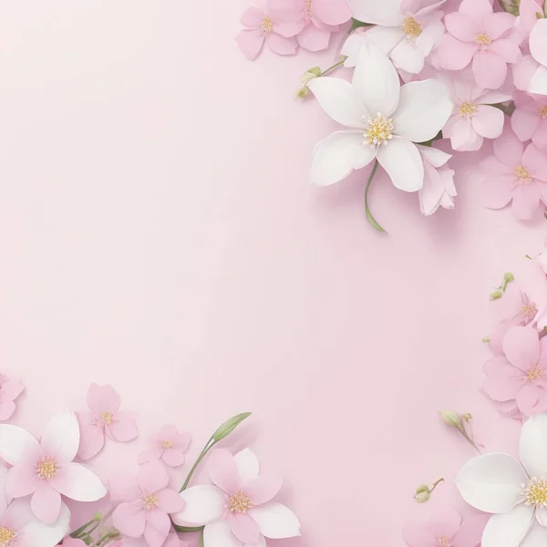 Розовый Фон Белыми Цветами — стоковое фото