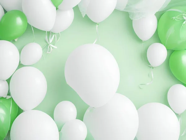 Groene Witte Ballonnen — Stockfoto