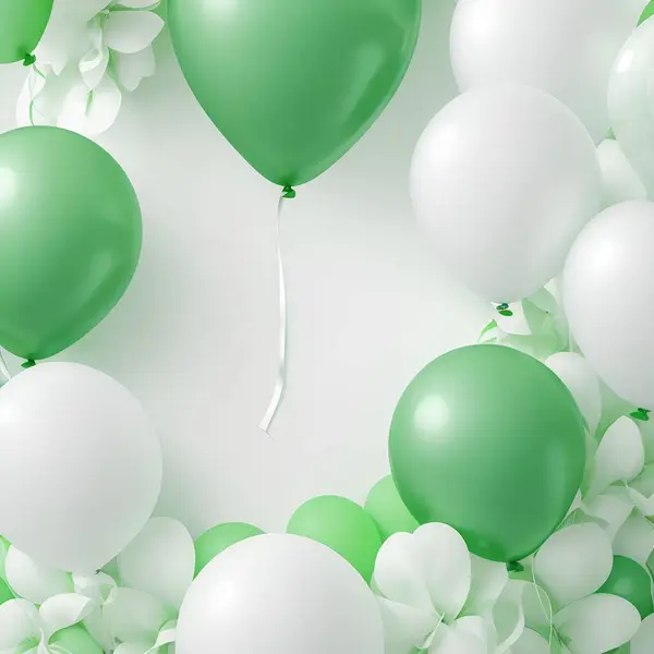 Groene Witte Ballonnen — Stockfoto