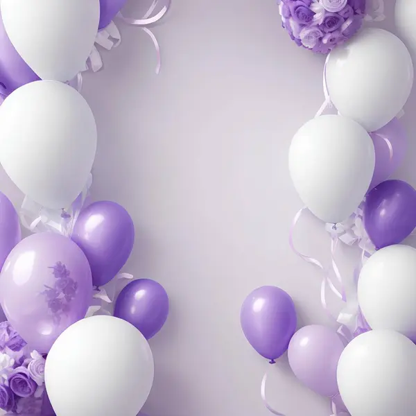 Ballons Fête Violette Fond Mariage — Photo