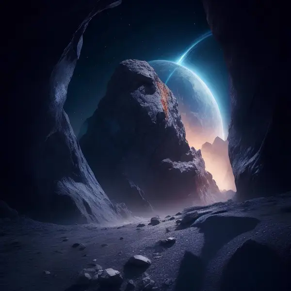 Лунные Камни Космическом Фоне Стоковое Фото